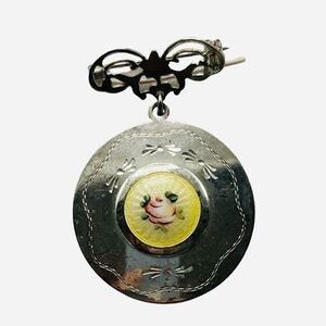 Vintage Sterling Guilloche Enamel Locket Pendant